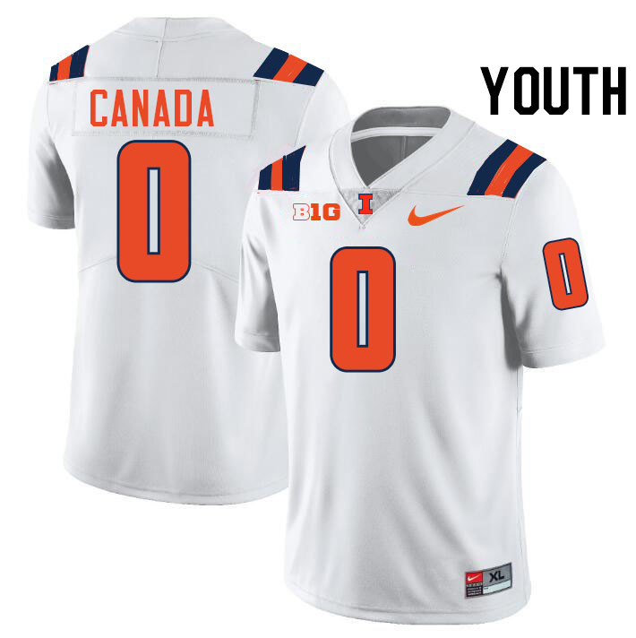 Youth #0 Chase Canada Illinois Fighting Illini College Football Jerseys Stitched-White